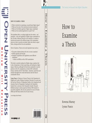 cover image of How to Examine a Thesis